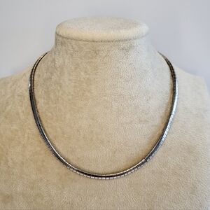 Sterling Silver 925 Italy Omega Choker 15" Necklace 6mm 25 Grams Chic Everyday